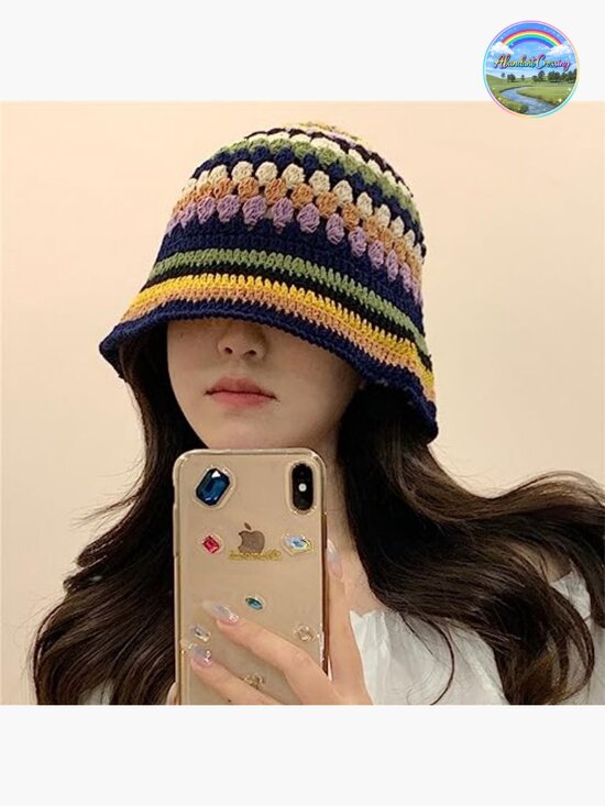Handmade Crochet Bucket Hat - Knitted Floppy Fisherman Hat Floral Outdoor main image 5